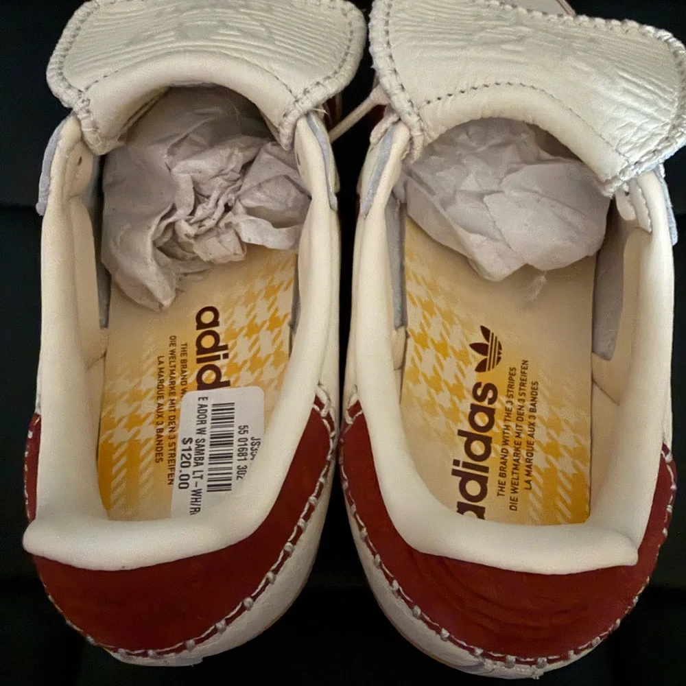 XXX SOLD XXXX LT White Ruby Red Leather Fold Tongue Sneakers Women’s 8.5 NWT - Picture 4 of 6
